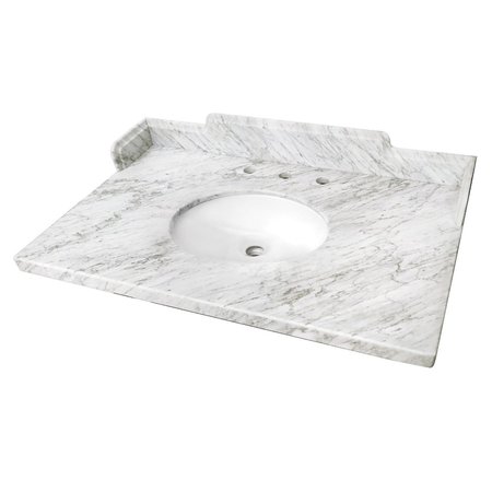 KINGSTON BRASS 36 x 22 Carrara Marble Vanity Top with Oval Sink, Carrara White KMS3622M38
